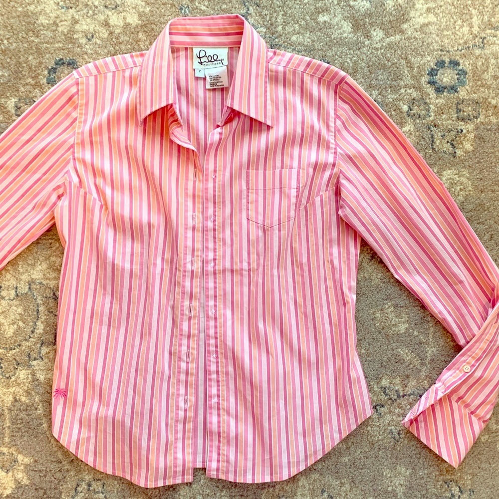 Lilly Pulitzer Size 2 Pink Striped Button down